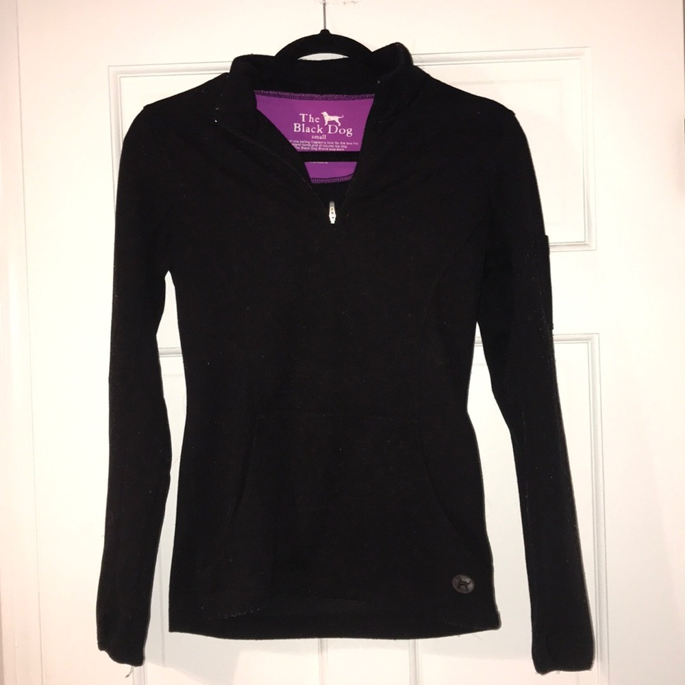 The Black Dog quarter zip black sweater